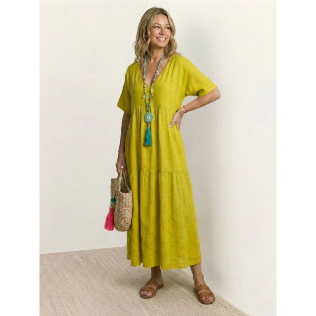 Brooklyn | Damen Leichtes Boho Sommerkleid Maxi Stufen