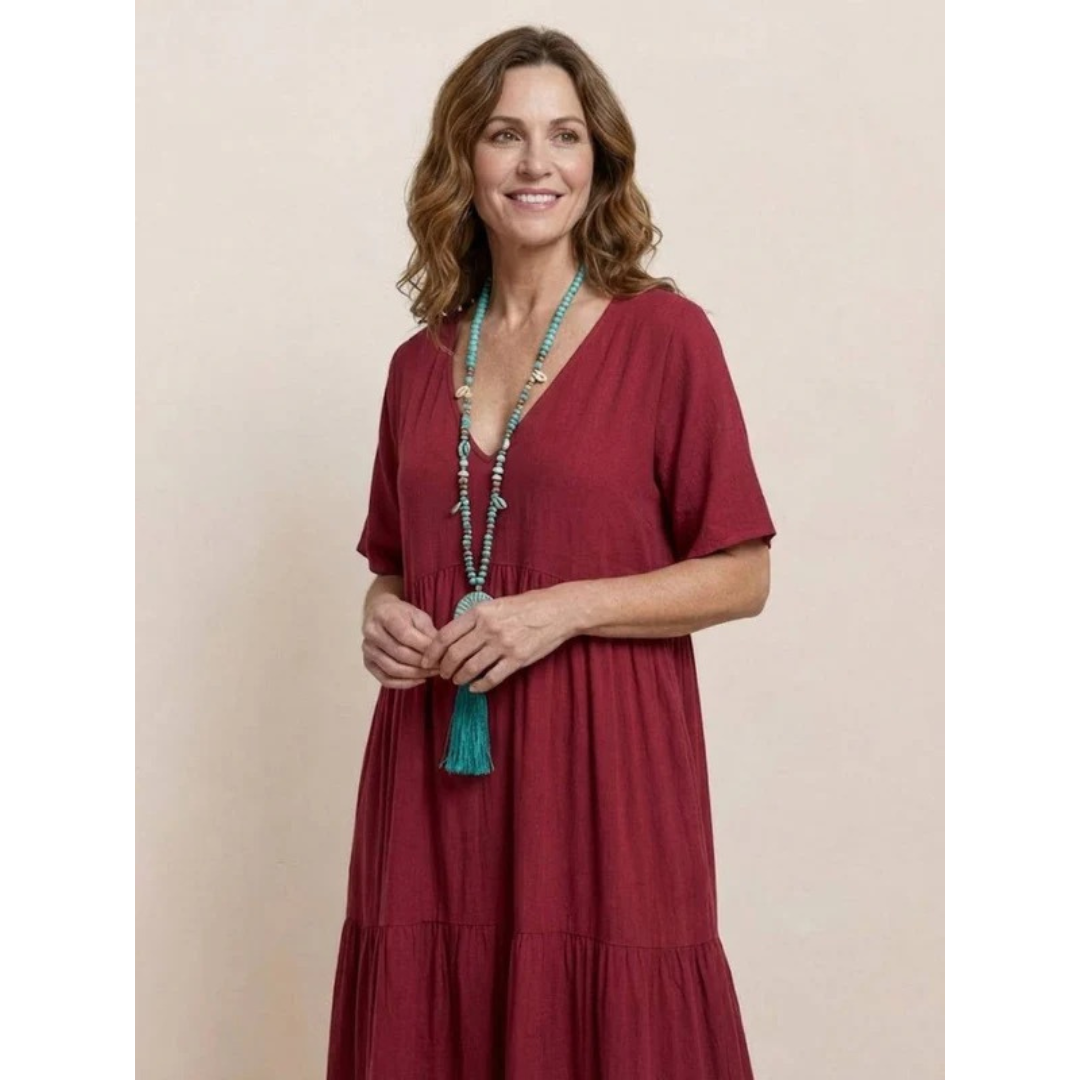Brooklyn | Damen Leichtes Boho Sommerkleid Maxi Stufen