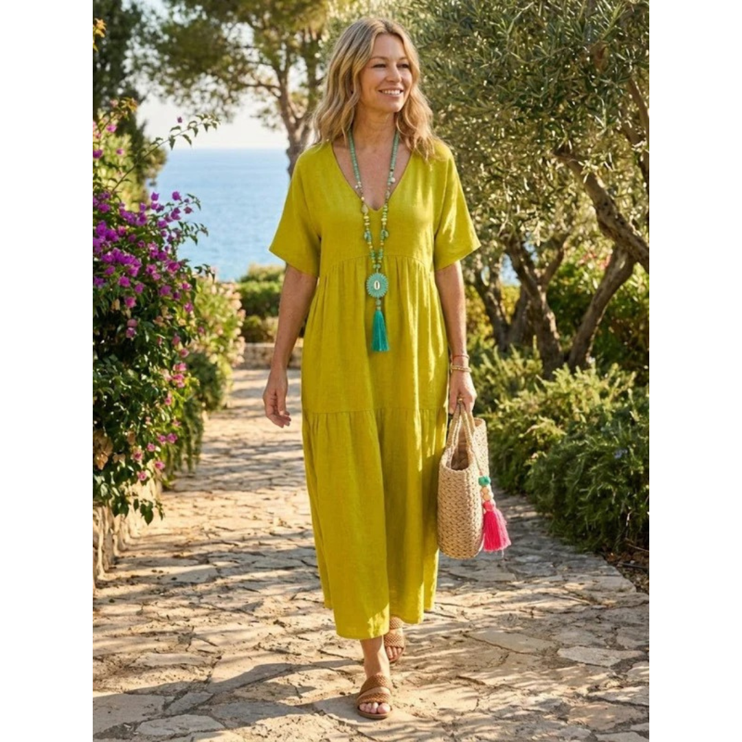 Brooklyn | Damen Leichtes Boho Sommerkleid Maxi Stufen