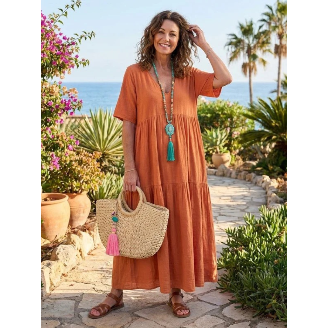 Brooklyn | Damen Leichtes Boho Sommerkleid Maxi Stufen