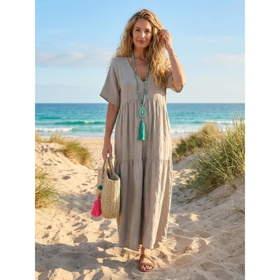 Brooklyn | Damen Leichtes Boho Sommerkleid Maxi Stufen