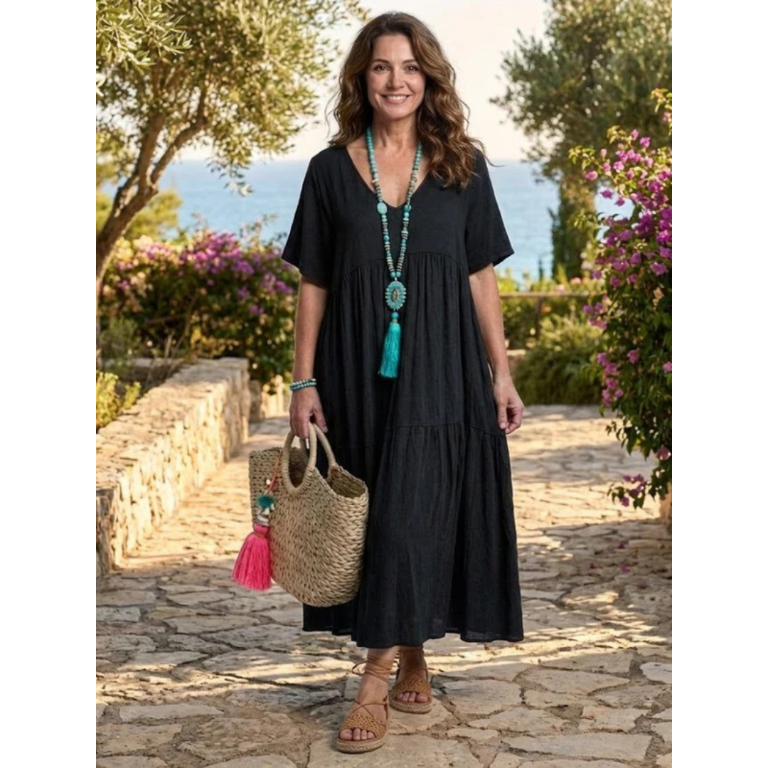 Brooklyn | Damen Leichtes Boho Sommerkleid Maxi Stufen