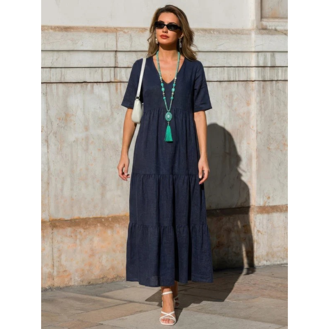 Brooklyn | Damen Leichtes Boho Sommerkleid Maxi Stufen