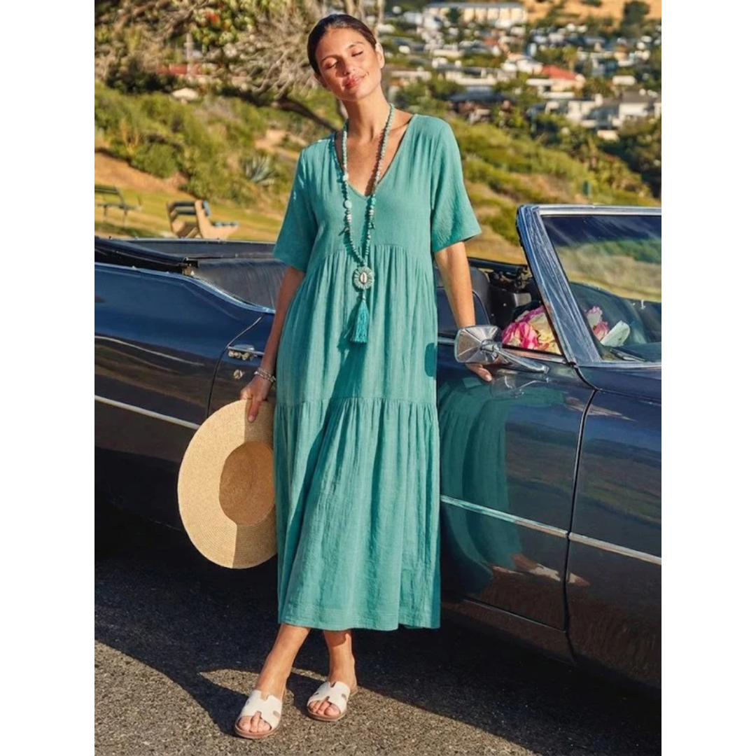 Brooklyn | Damen Leichtes Boho Sommerkleid Maxi Stufen