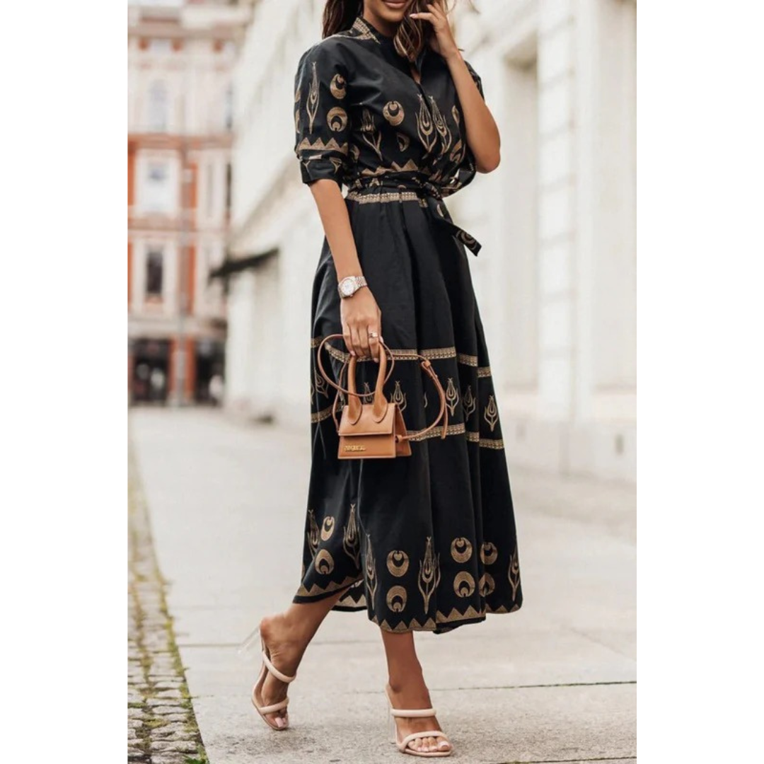 Calen | Damen Modern Midikleid Elegant Abend Cocktail