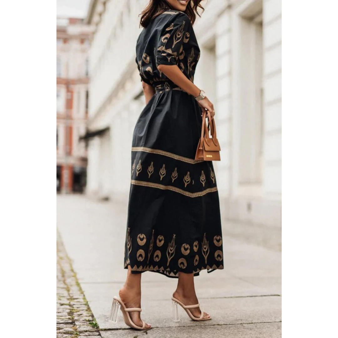 Calen | Damen Modern Midikleid Elegant Abend Cocktail