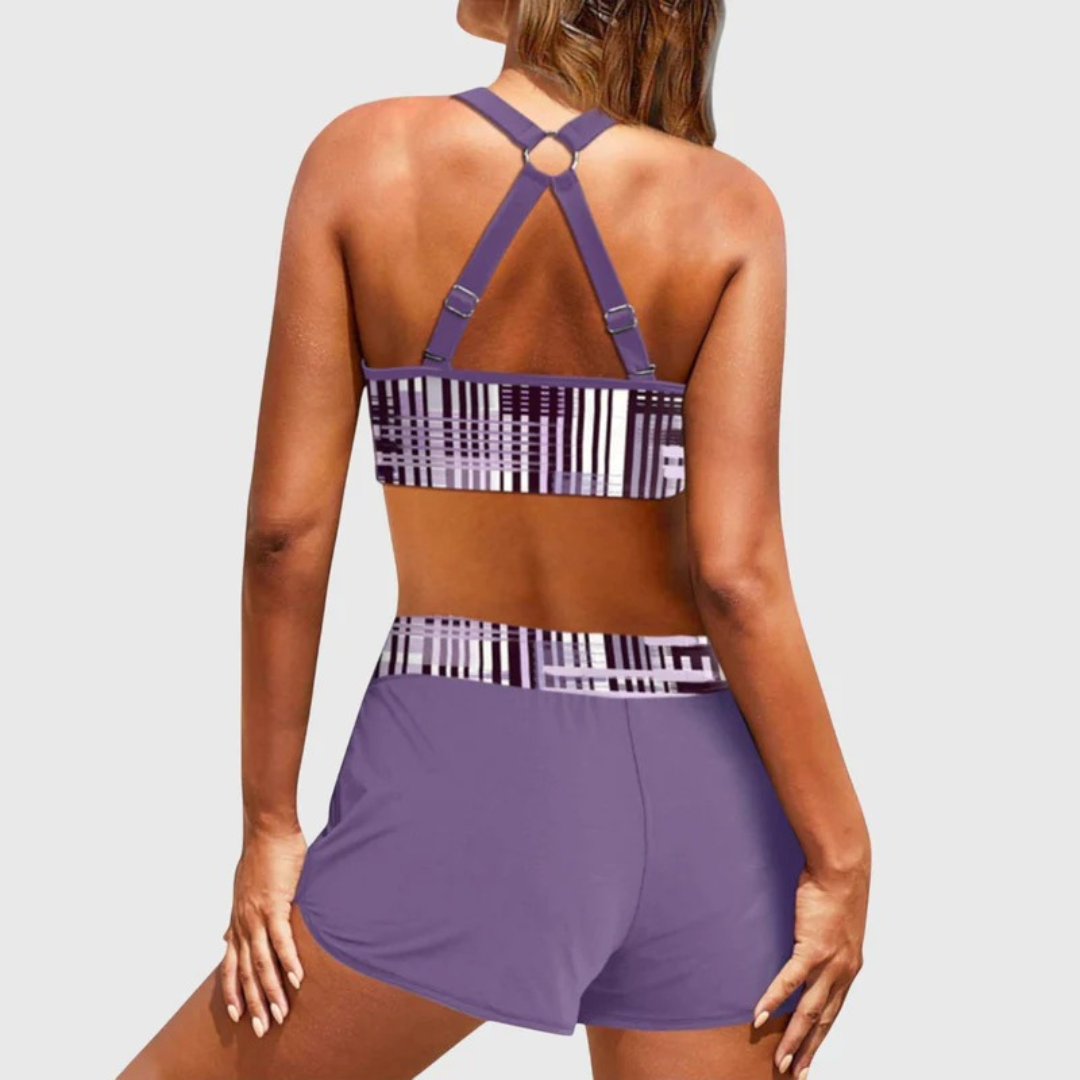 Carola | Damen Bikini Set mit hoher Taille und Muster