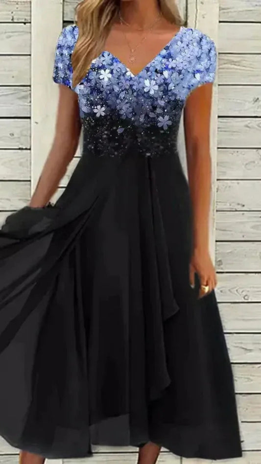 Cocktail Abendkleid für Damen mit V-Ausschnitt | Midi