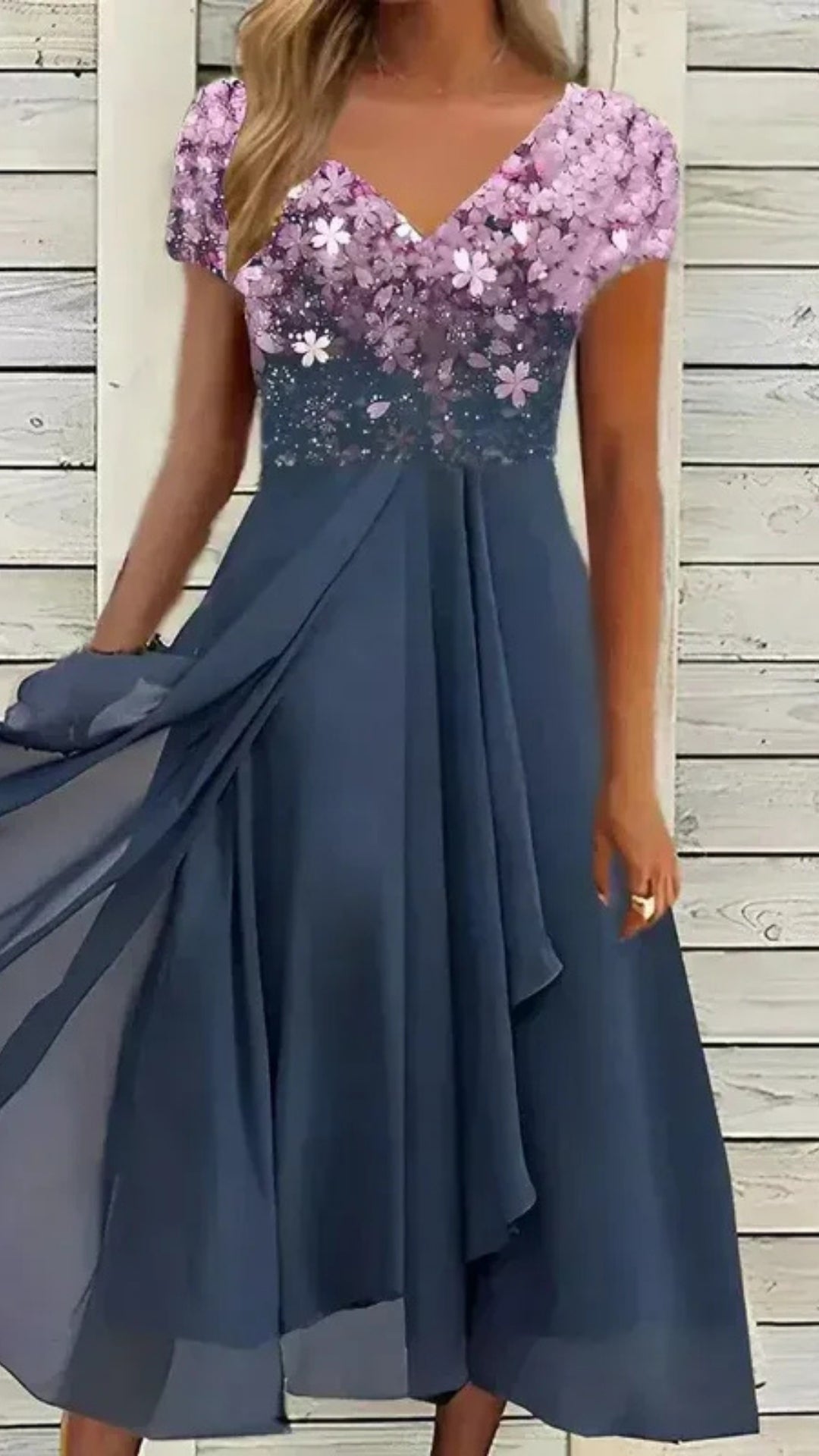Cocktail Abendkleid für Damen mit V-Ausschnitt | Midi