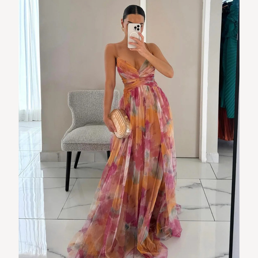 Damen Abendkleid Blumen – Maxikleid mit Mühelose Eleganz