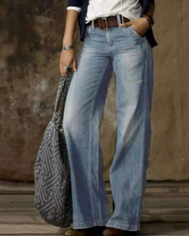 Damen-Baggy-Jeans - Vintage-Hose mit hoher Taille und weitem Bein