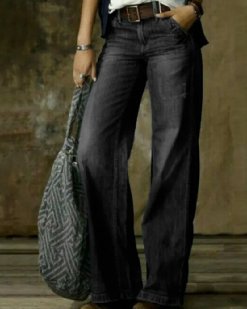 Damen-Baggy-Jeans - Vintage-Hose mit hoher Taille und weitem Bein