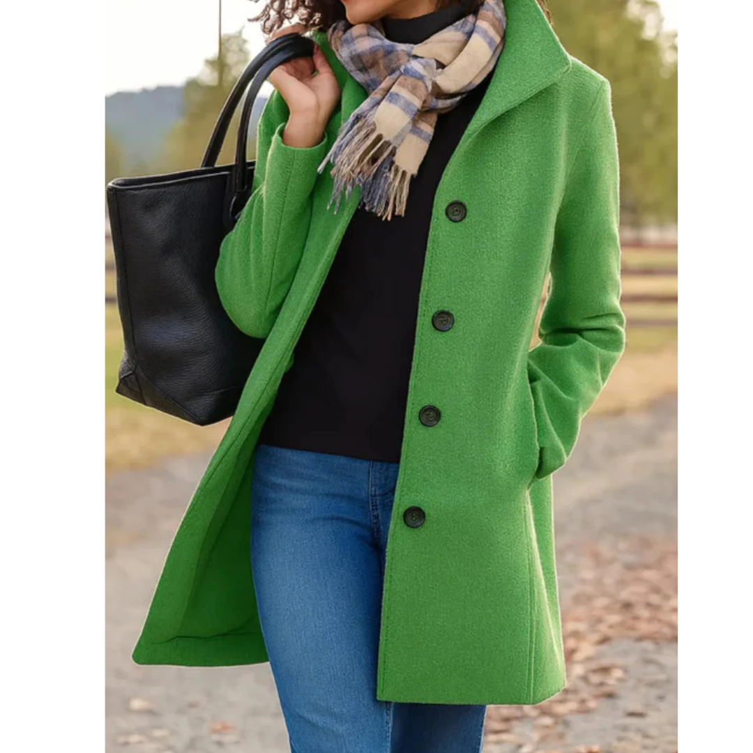 Damen Übergangsjacke im Trench Coat Stil – Lange Jacke mit Knopfleiste