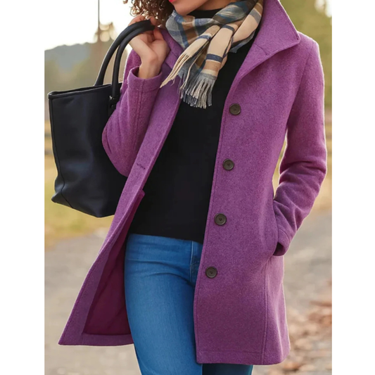 Damen Übergangsjacke im Trench Coat Stil – Lange Jacke mit Knopfleiste