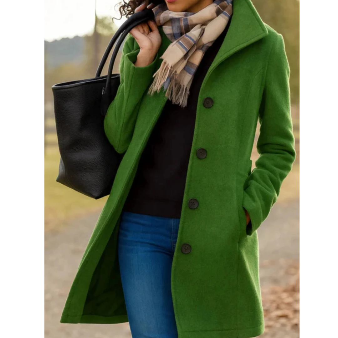 Damen Übergangsjacke im Trench Coat Stil – Lange Jacke mit Knopfleiste