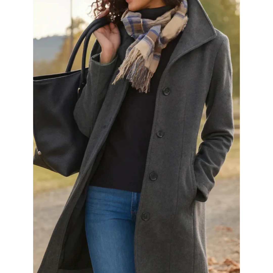 Damen Übergangsjacke im Trench Coat Stil – Lange Jacke mit Knopfleiste