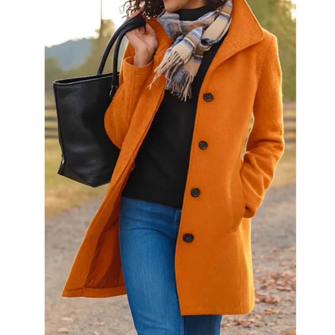 Damen Übergangsjacke im Trench Coat Stil – Lange Jacke mit Knopfleiste