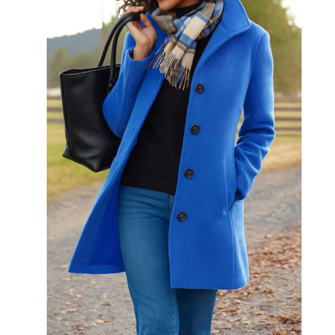 Damen Übergangsjacke im Trench Coat Stil – Lange Jacke mit Knopfleiste