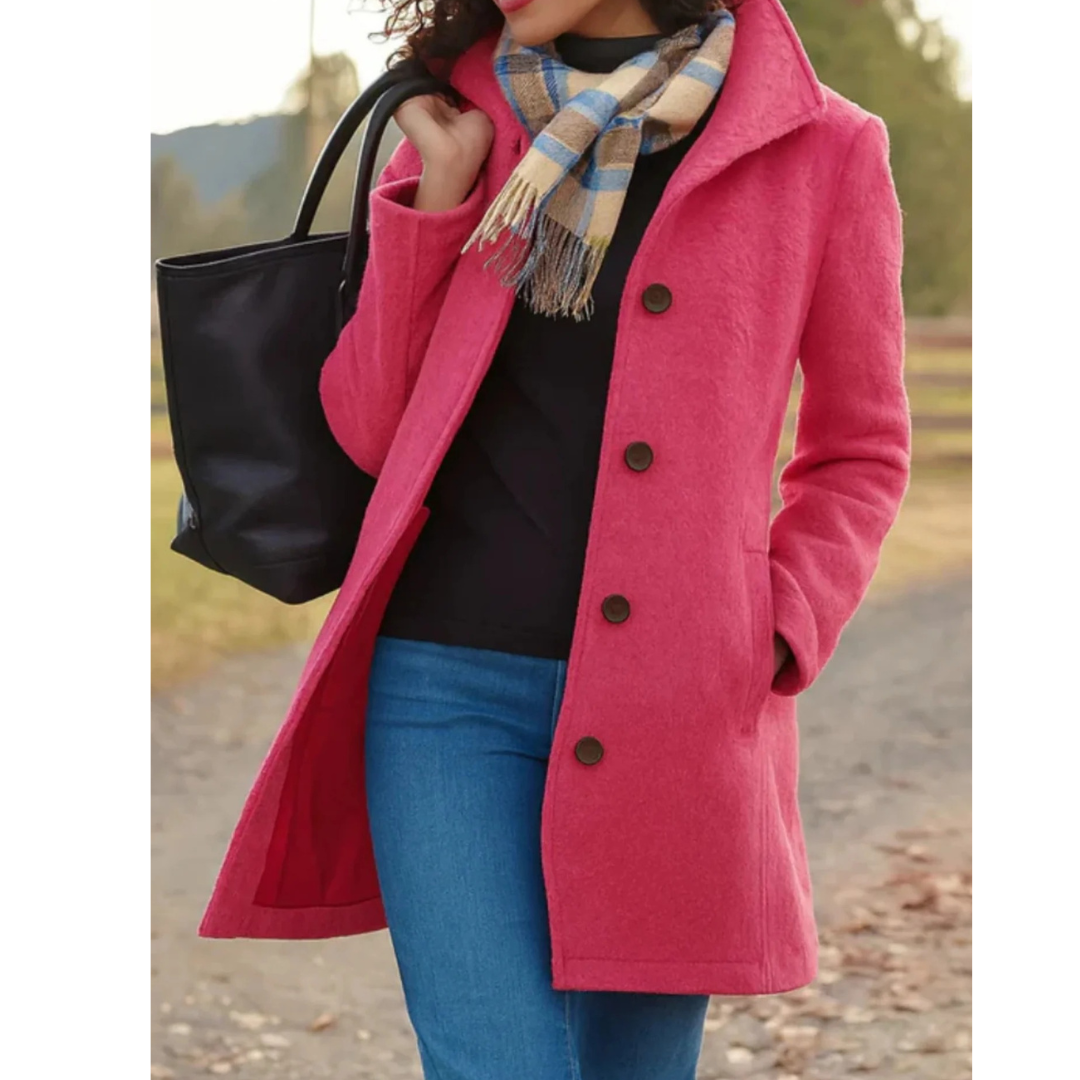 Damen Übergangsjacke im Trench Coat Stil – Lange Jacke mit Knopfleiste