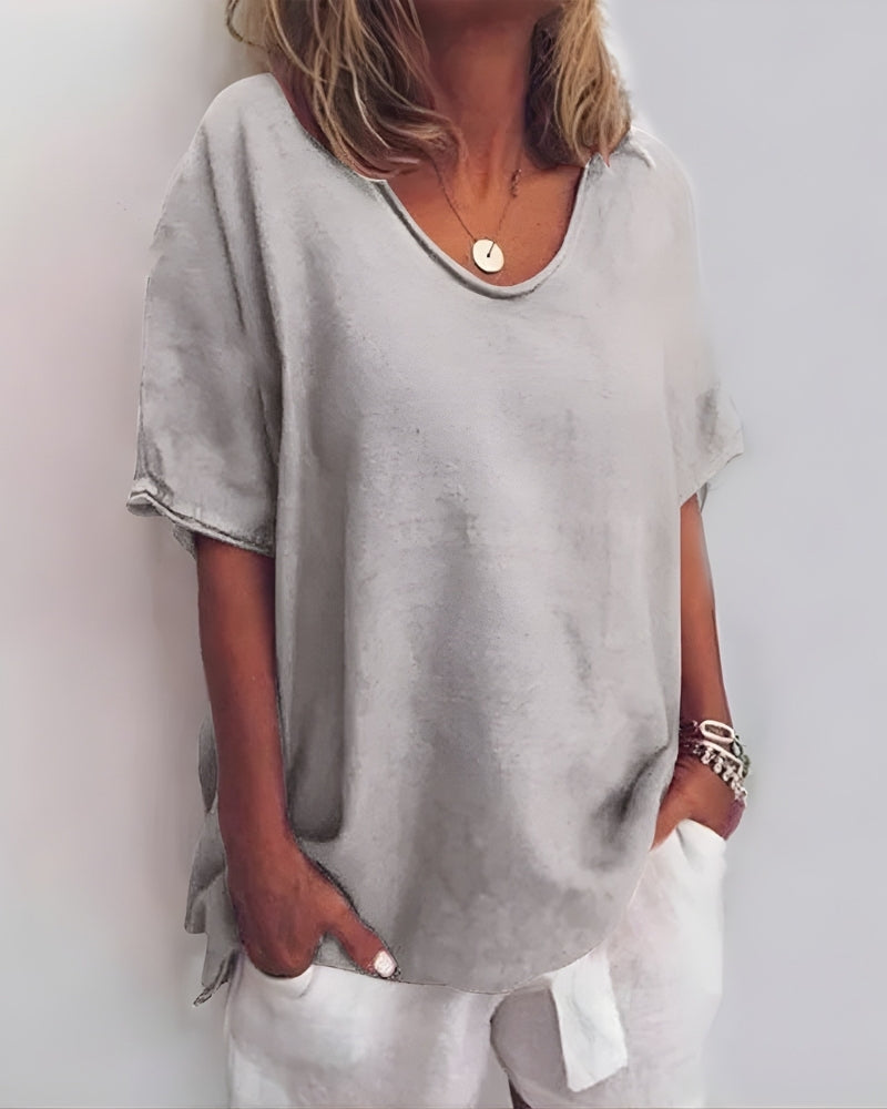 Damen Bluse – Klassischer Schnitt mit kurzen Ärmeln