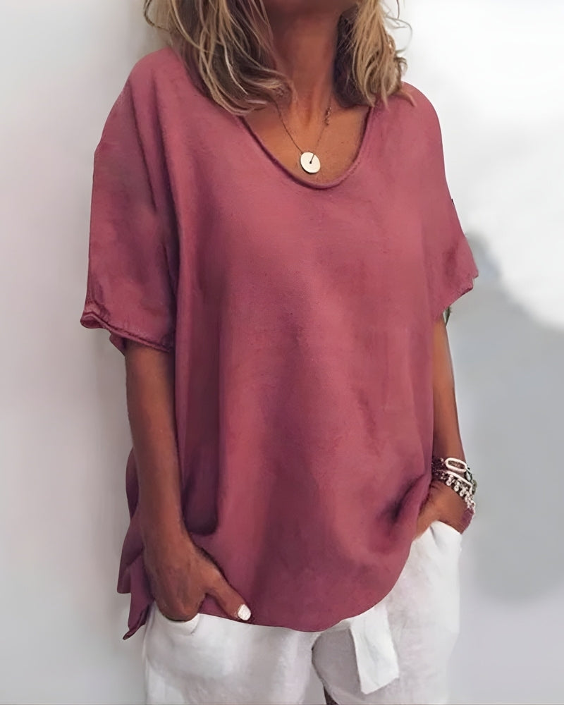 Damen Bluse – Klassischer Schnitt mit kurzen Ärmeln