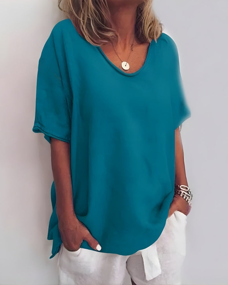 Damen Bluse – Klassischer Schnitt mit kurzen Ärmeln