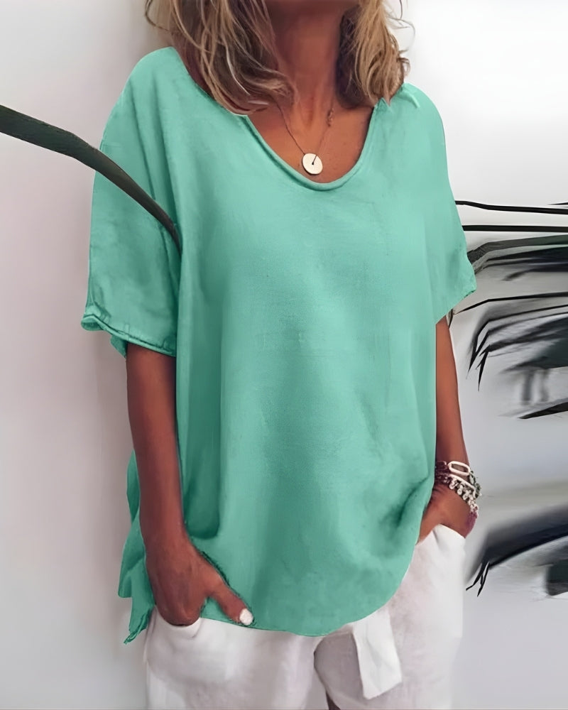 Damen Bluse – Klassischer Schnitt mit kurzen Ärmeln