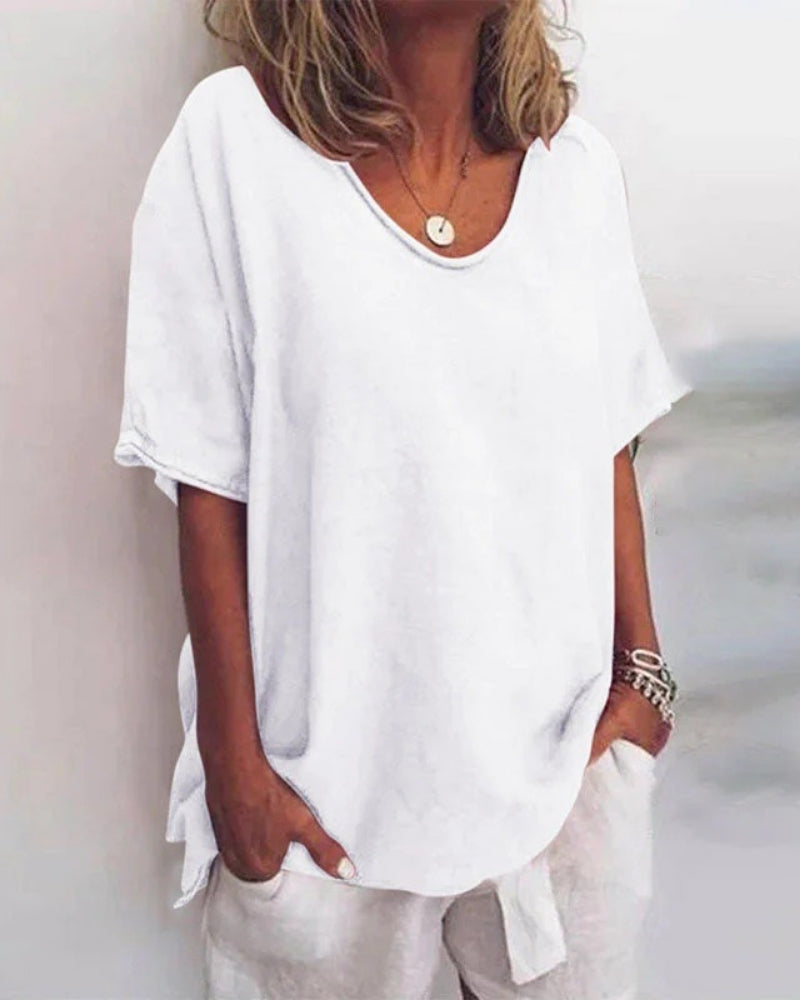 Damen Bluse – Klassischer Schnitt mit kurzen Ärmeln