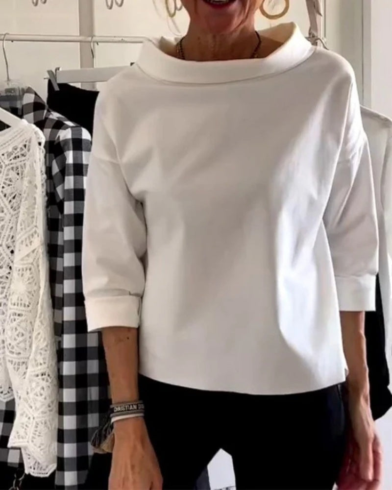Damen Bluse mit offenem Kragen – Langärmelige Bluse für den Alltag