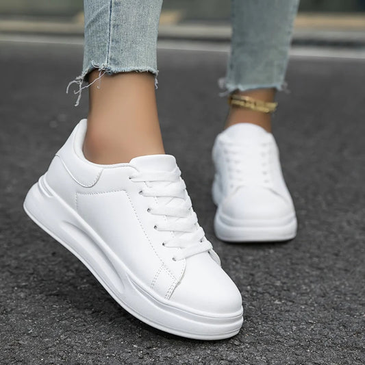 Damen Casual Weiß Turnschuhe - Leichte Komfort Schlupfschuhe