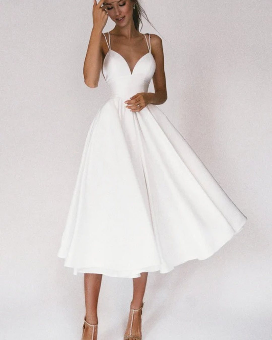 Damen Cocktail-Abendkleid mit Spaghettiträgern | Midi