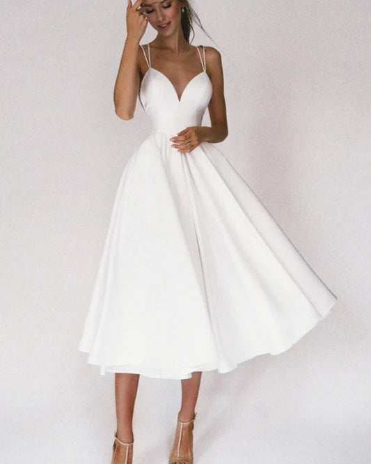 Damen Cocktail-Abendkleid mit Spaghettiträgern | Midi