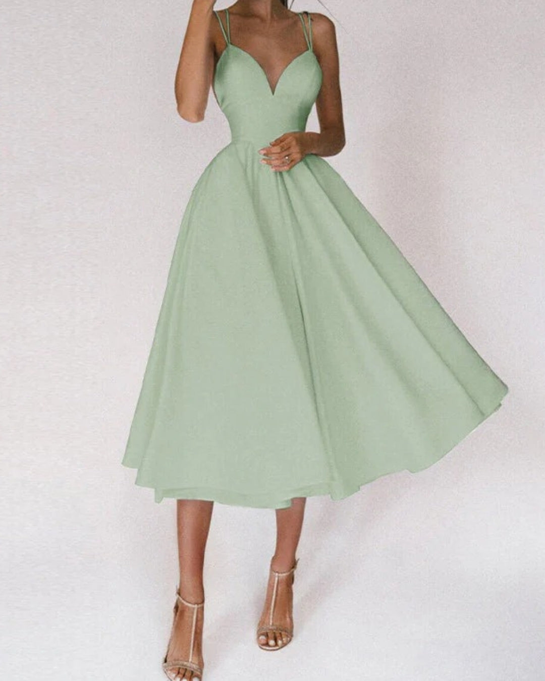 Damen Cocktail-Abendkleid mit Spaghettiträgern | Midi