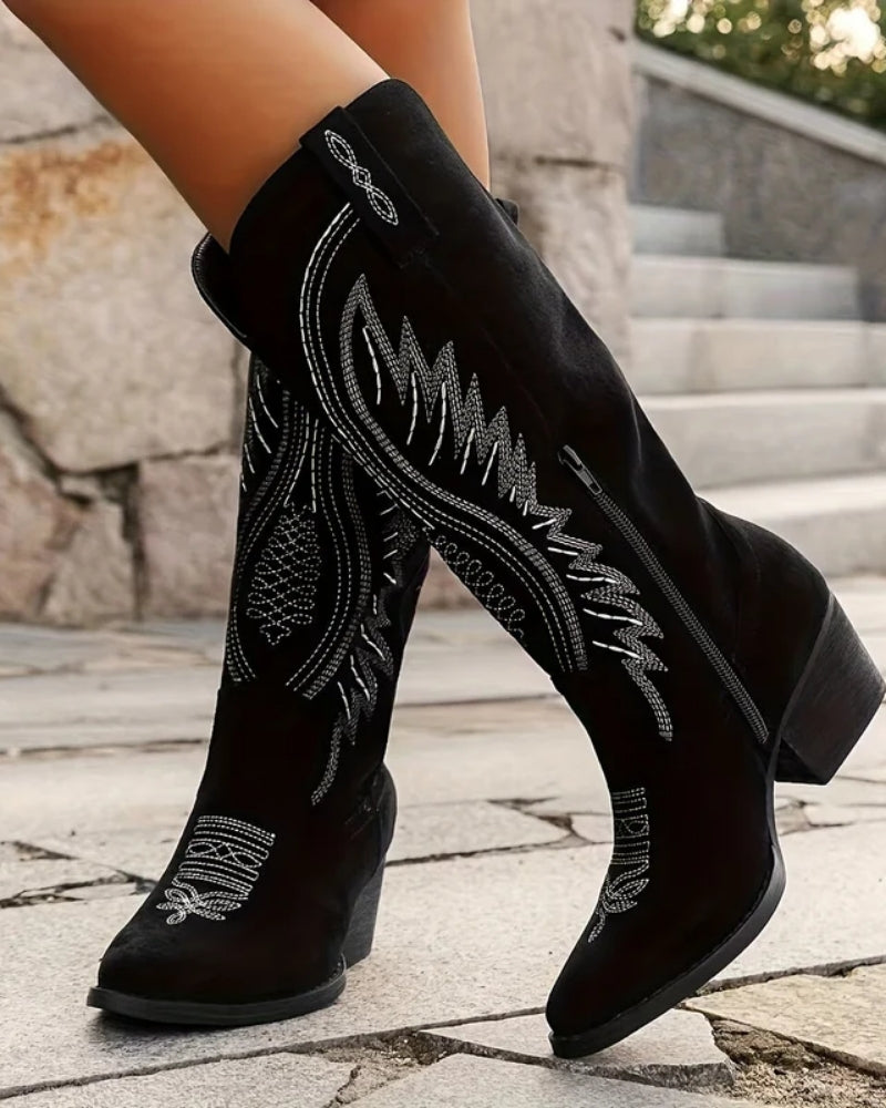 Damen Cowboystiefel - Dicker Blockabsatz mit spitzer Zehe