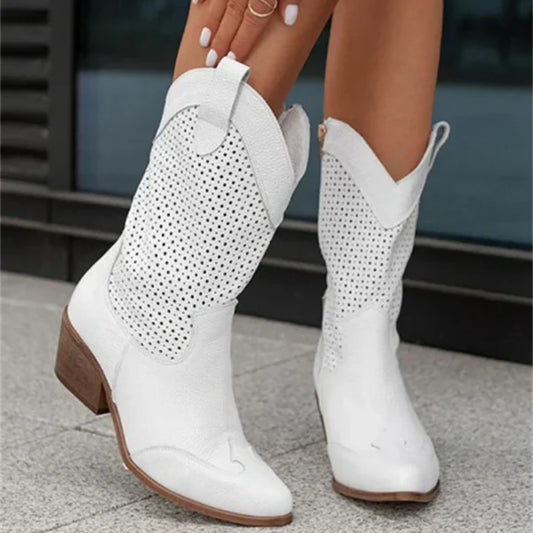 Damen-Cowboystiefel mit Reißverschluss - Stylische Knöchel Schuhe