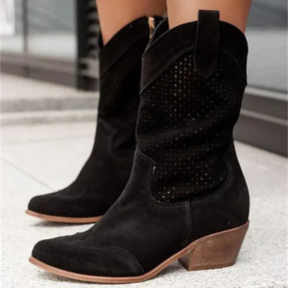 Damen-Cowboystiefel mit Reißverschluss - Stylische Knöchel Schuhe