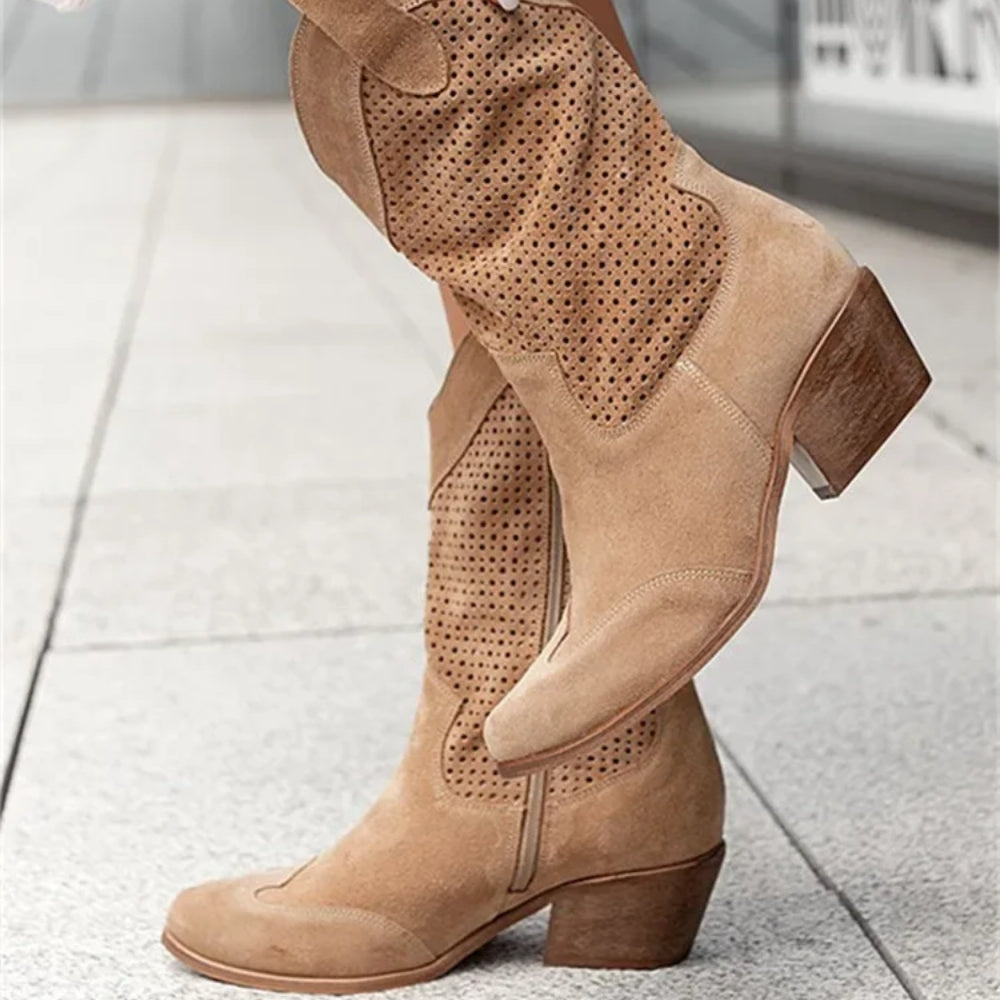 Damen-Cowboystiefel mit Reißverschluss - Stylische Knöchel Schuhe