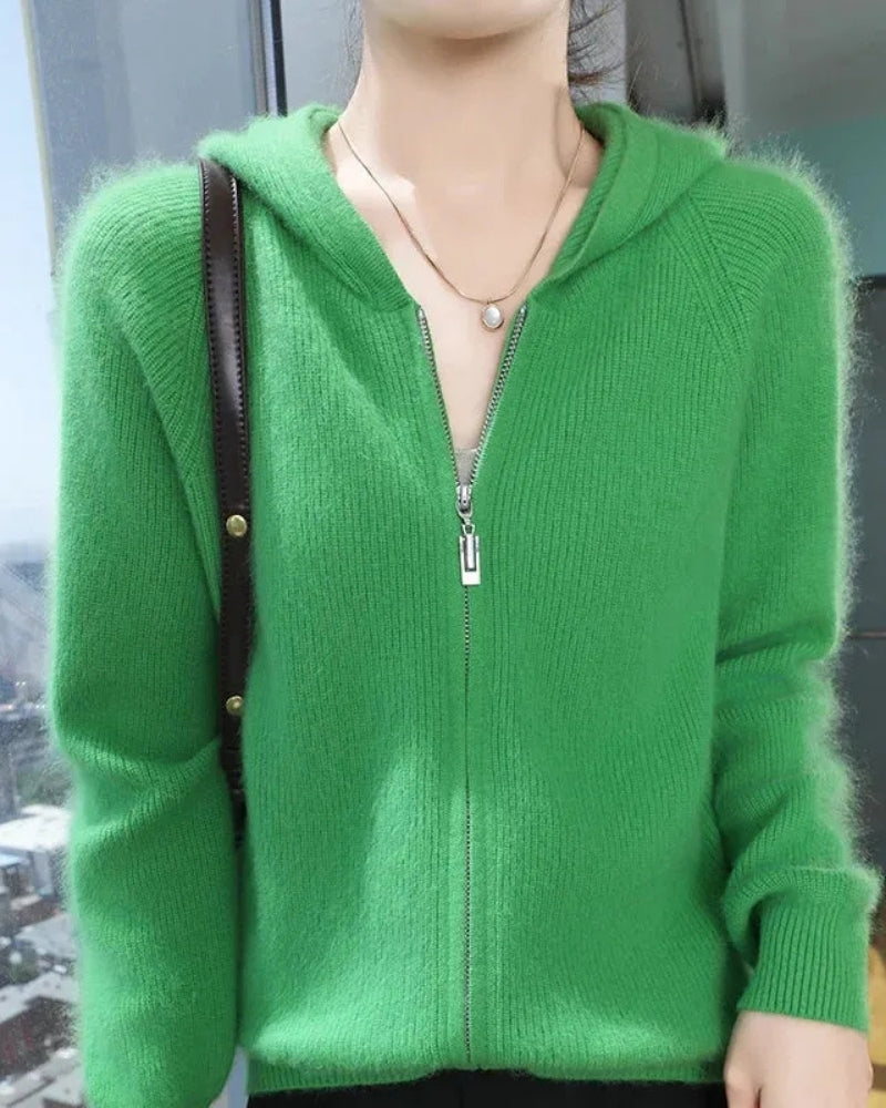 Damen Hoodie 100% Mink Kaschmir – Warmer Pullover mit Kapuze für Herbst und Winter