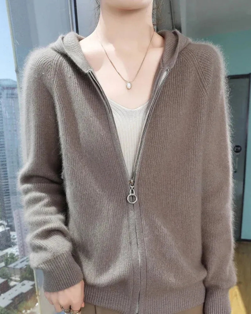 Damen Hoodie 100% Mink Kaschmir – Warmer Pullover mit Kapuze für Herbst und Winter