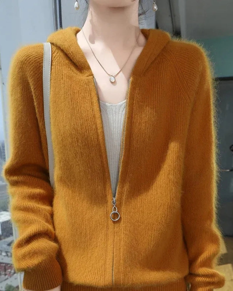 Damen Hoodie 100% Mink Kaschmir – Warmer Pullover mit Kapuze für Herbst und Winter