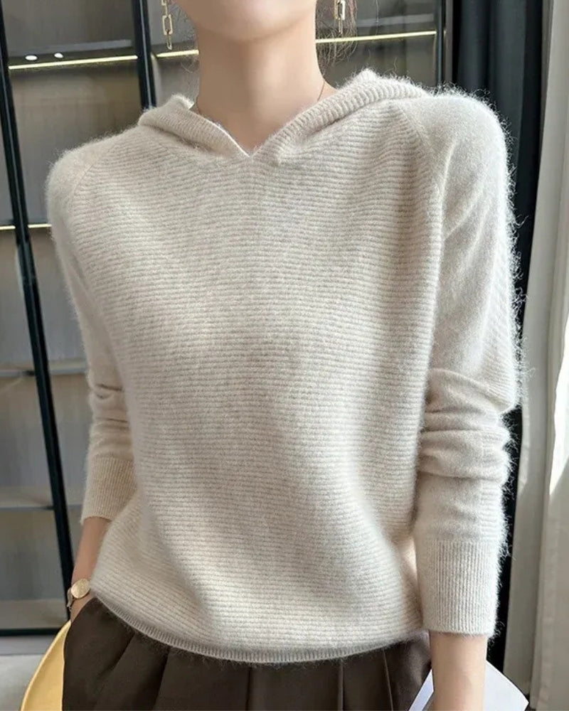 Damen Hoodie 100% Mink Kaschmir – Weicher Pullover für Herbst und Winter