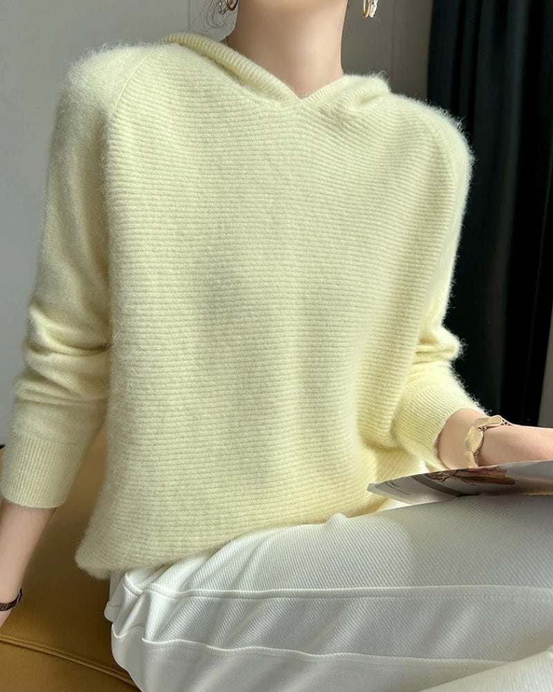 Damen Hoodie 100% Mink Kaschmir – Weicher Pullover für Herbst und Winter