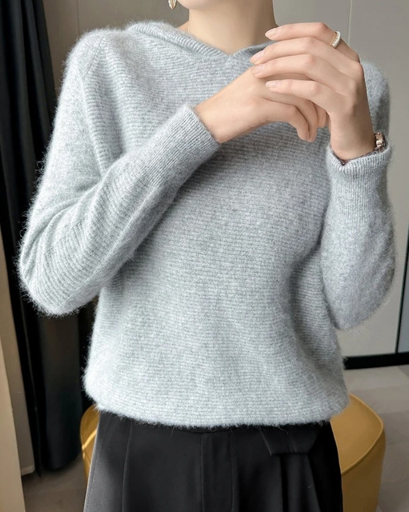 Damen Hoodie 100% Mink Kaschmir – Weicher Pullover für Herbst und Winter