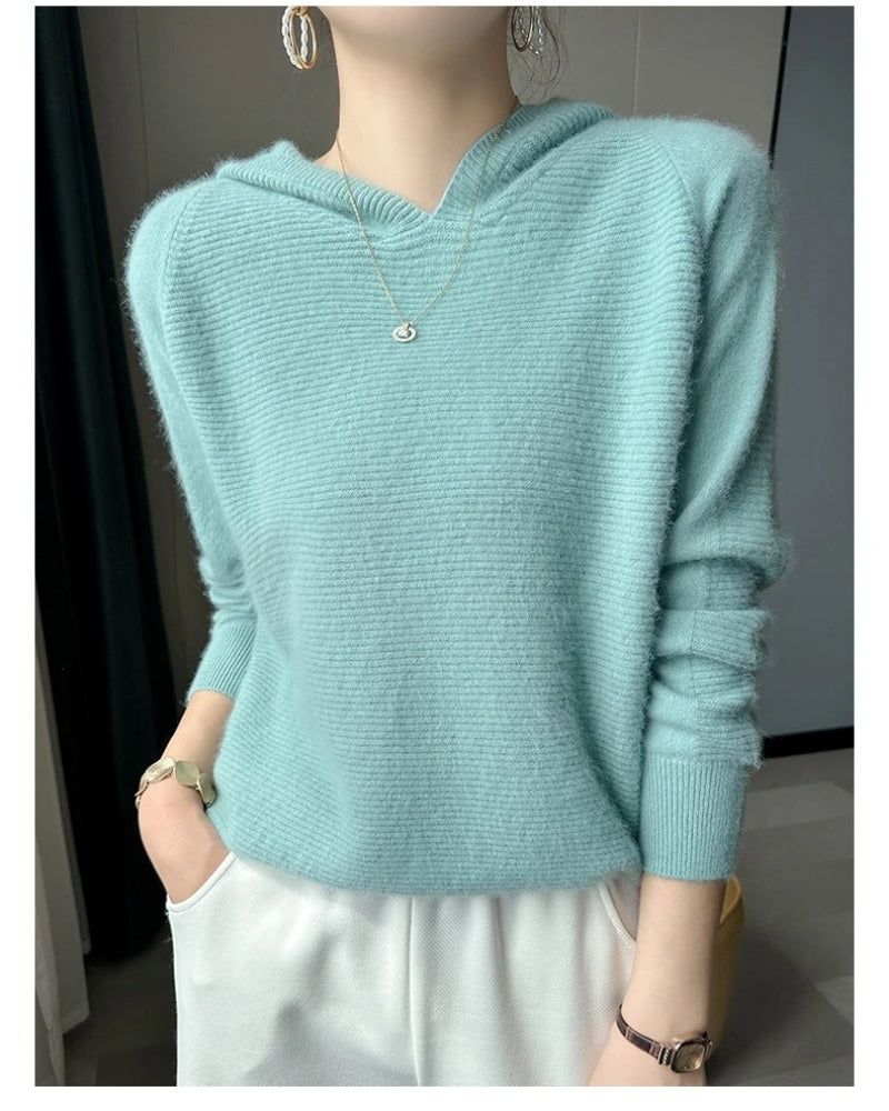 Damen Hoodie 100% Mink Kaschmir – Weicher Pullover für Herbst und Winter