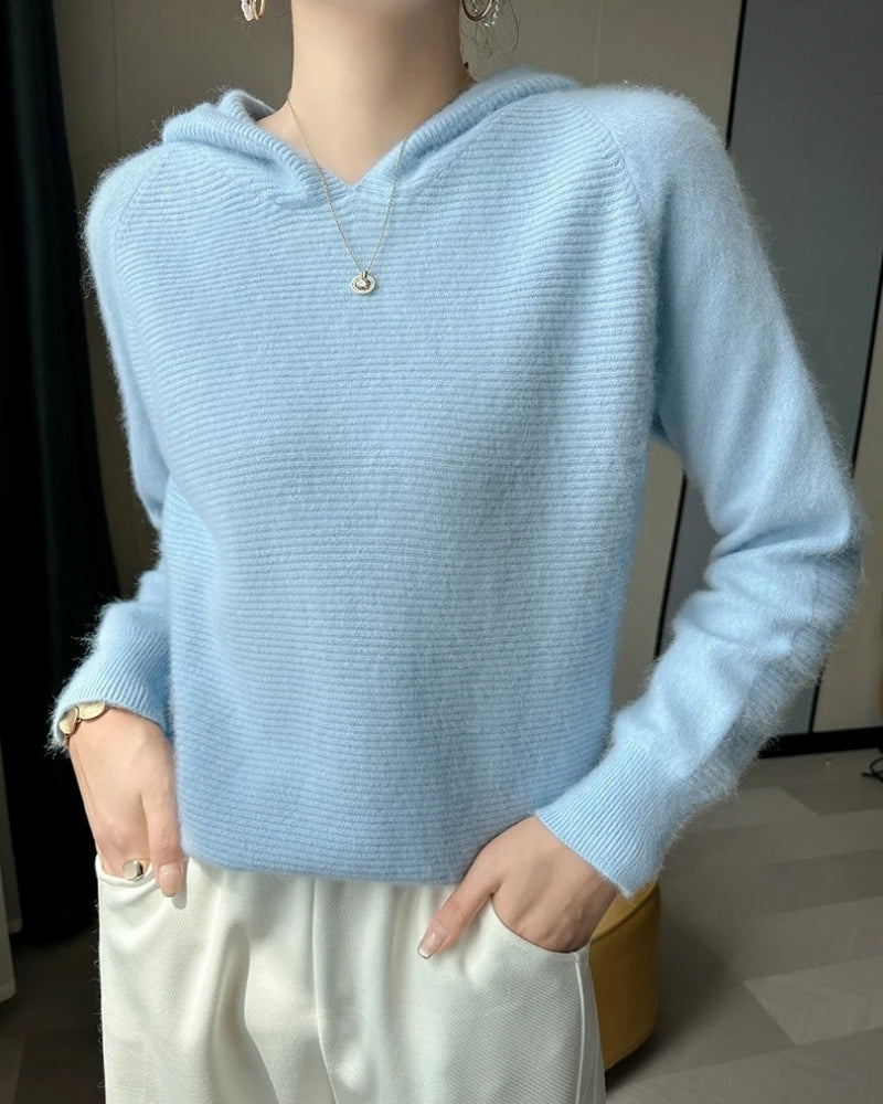 Damen Hoodie 100% Mink Kaschmir – Weicher Pullover für Herbst und Winter