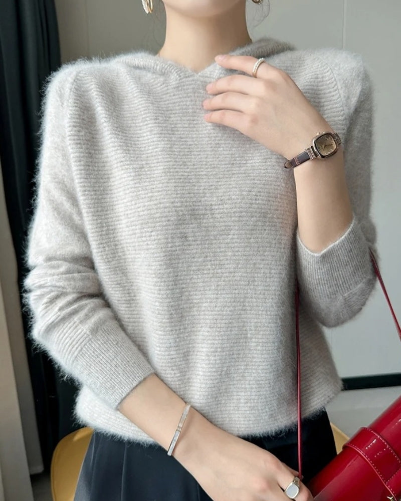 Damen Hoodie 100% Mink Kaschmir – Weicher Pullover für Herbst und Winter