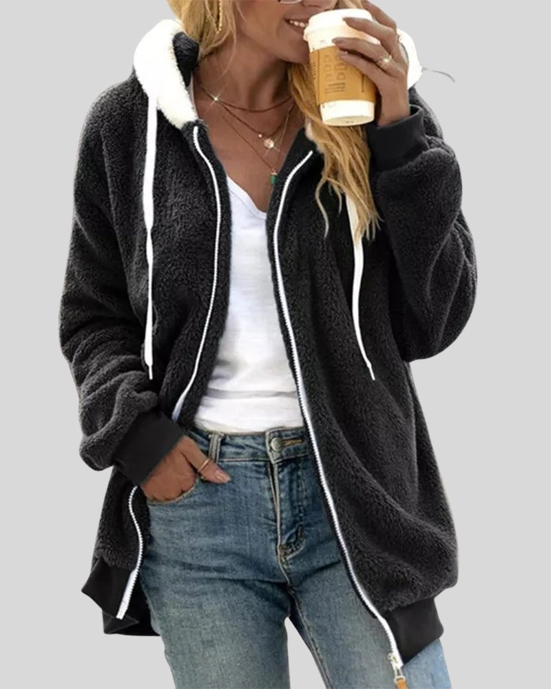 Damen-Hoodie – weiches Fleece-Sweatshirt mit Reißverschluss für kalte Tage