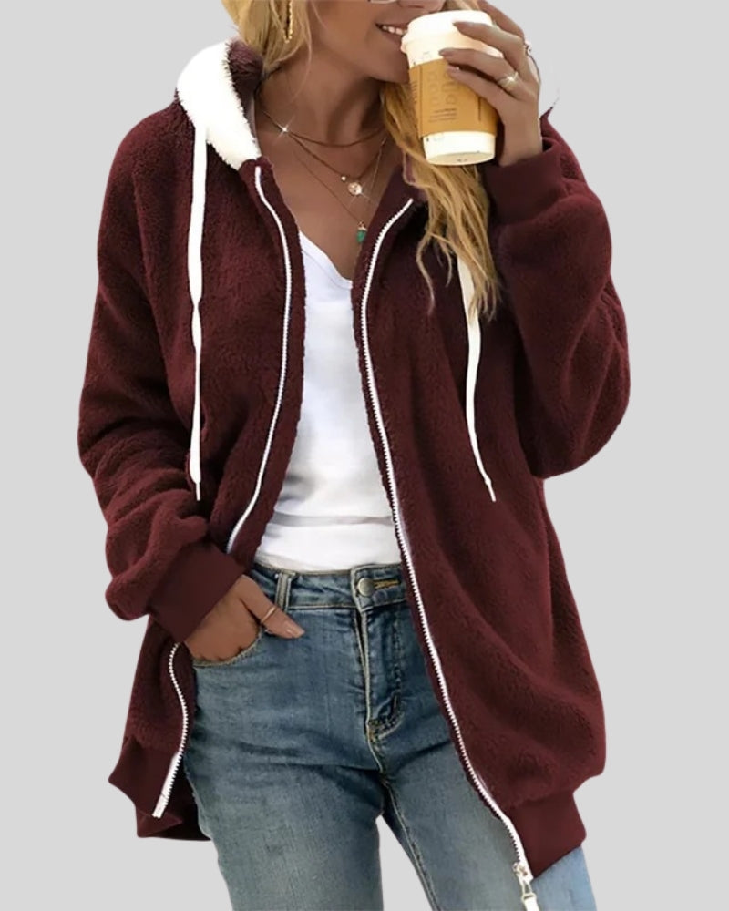 Damen-Hoodie – weiches Fleece-Sweatshirt mit Reißverschluss für kalte Tage