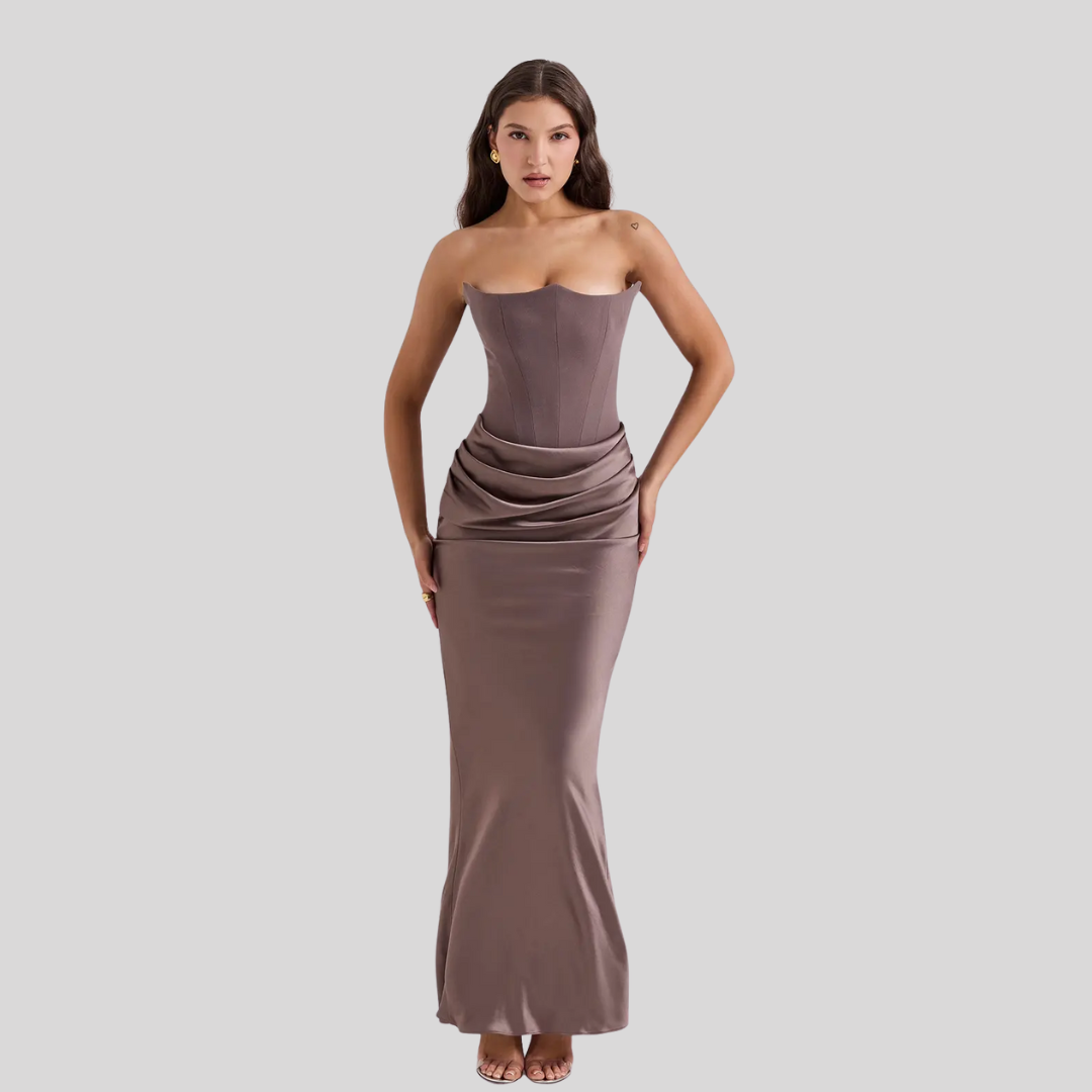 Damen Korsett Abendkleid – Maxi-Länge Kleid mit elegance Tailliertem Schnitt