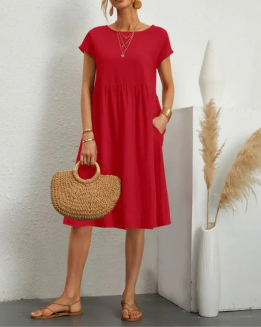 Damen Elegantes Sommerkleid Kurzarm | Midi